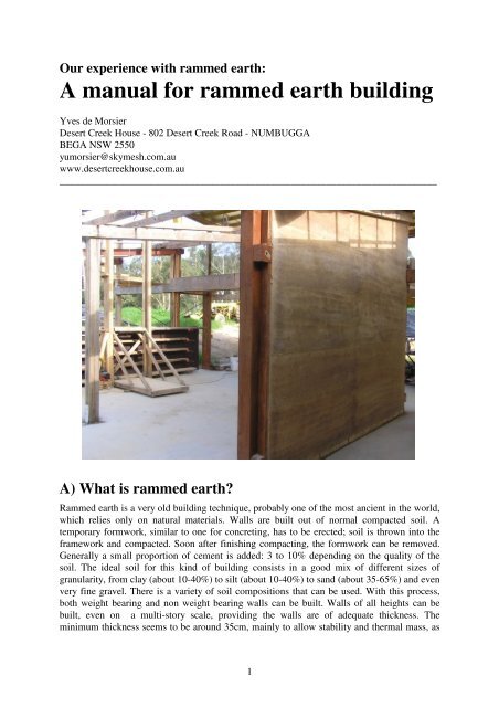 A manual for rammed earth building - Desert Creek House