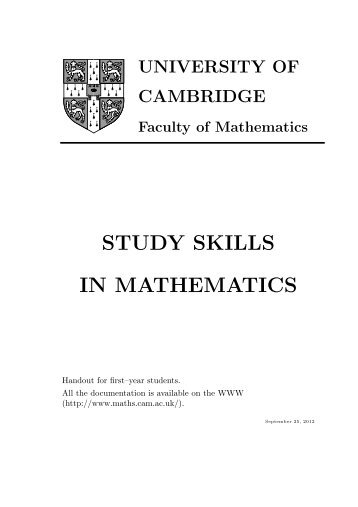 Study Skills in Mathematics booklet - Faculty of Mathematics ...