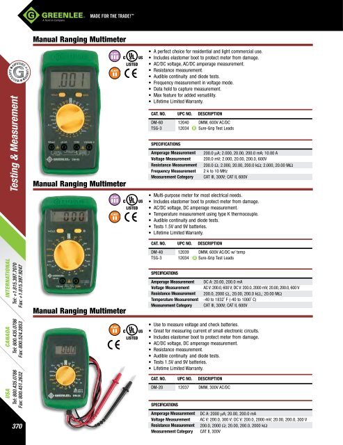 Greenlee Catalog - Delco Wire and Cable Limited
