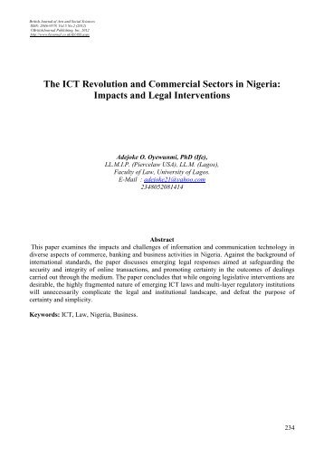 The ICT Revolution and Commercial Sectors in Nigeria: Impacts and ...