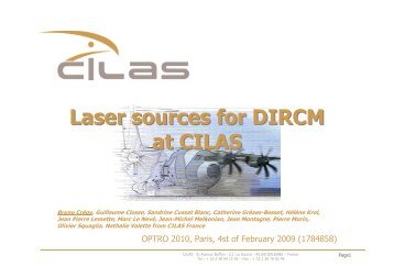 Laser sources for DIRCM at CILAS Laser sources for DIRCM at CILAS