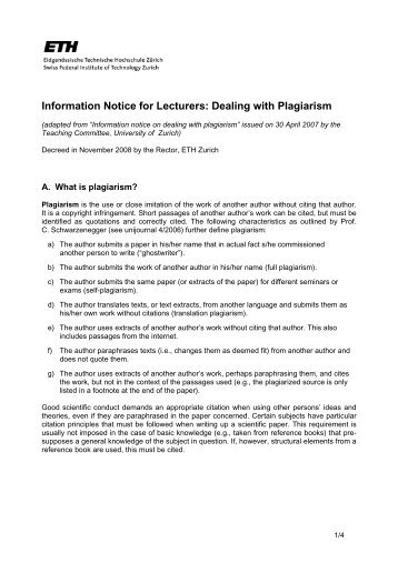 Information Notice for Lecturers: Dealing with Plagiarism - IGP