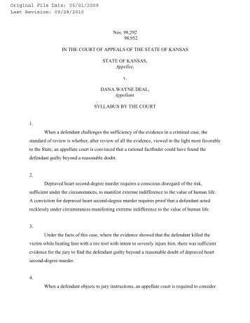 Kansas Court of Appeals - 98292 - State v. Deal - GREEN
