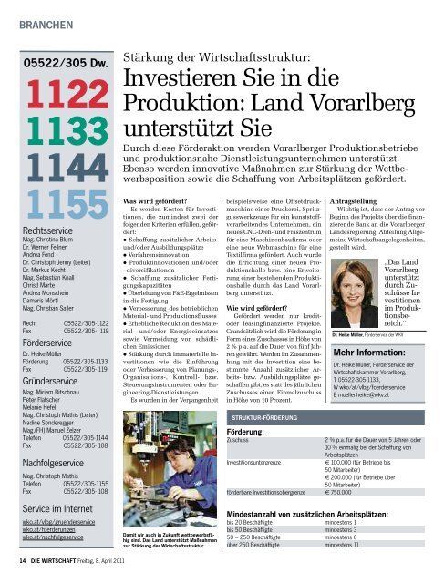 Die Wirtschaft Nr. 14 vom 8. April 2011