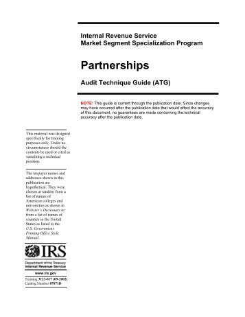 Partnerships Audit - Technique Guide (ATG) - Uncle Fed's Tax*Board
