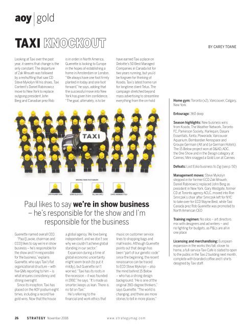 TAXI DELIVERS KNOCKOUT PUNCH - Strategy