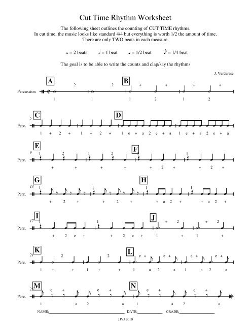 Cut Time Rhythm Sheet