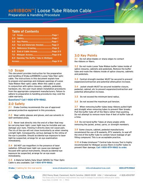 ezRIBBON™| Loose Tube Ribbon Cable - Draka Communications