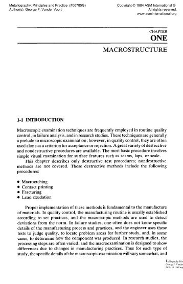 Metallography: Principles and Practices - ASM International