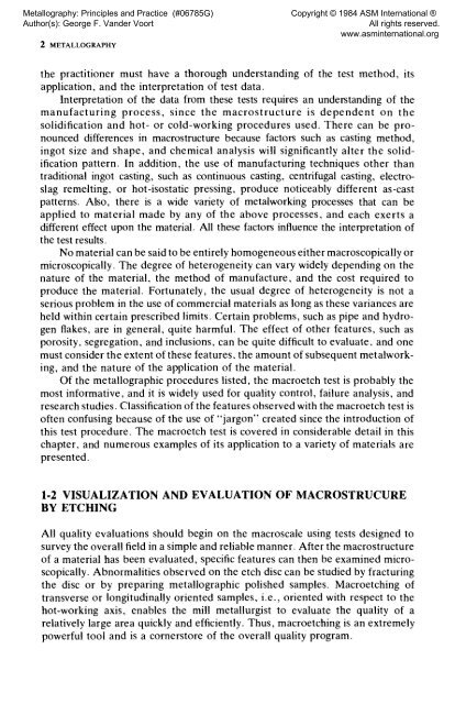 Metallography: Principles and Practices - ASM International