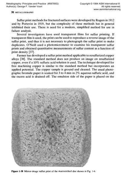 Metallography: Principles and Practices - ASM International