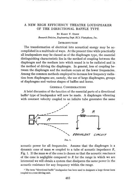 Olson Article 1937 Horn Loudspeakers - Oswaldsmill Audio