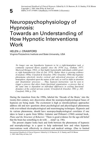 International Handbook of Clinical Hypnosis - E-Lib FK UWKS