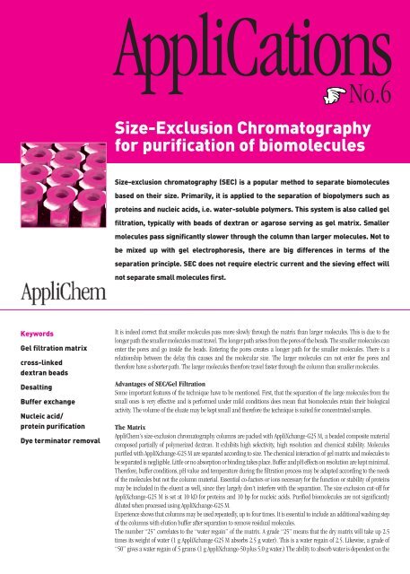 Size-Exclusion Chromatography for purification of ... - AppliChem