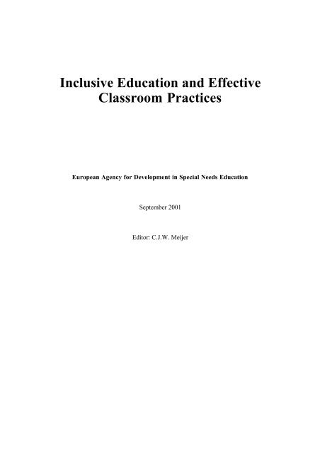 Inclusive Education and Effective Classroom Practices - European ...