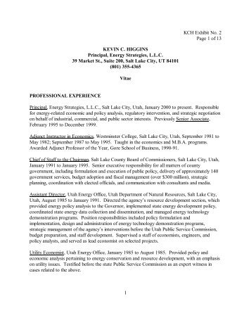 Resume of Kevin C. Higgins