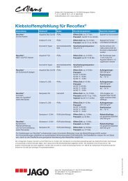 Klebstoffempfehlung für Recoflex® - Jago AG