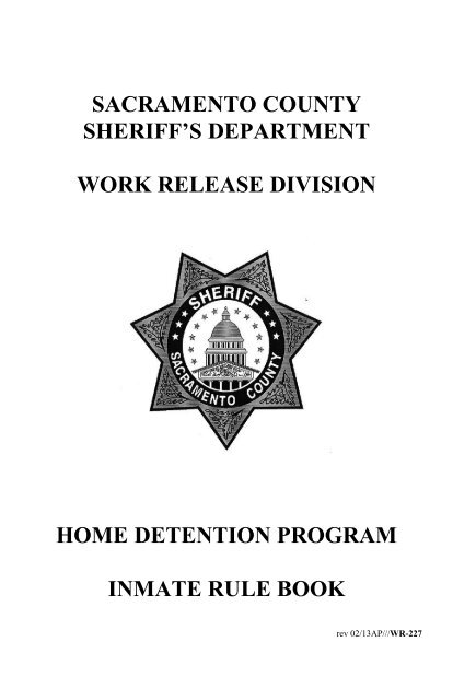 Home Detention Handbook - Sacramento County Sheriff's Department