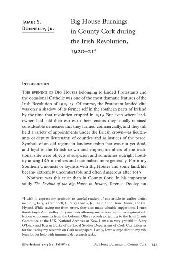 Big House Burnings in County Cork during the Irish Revolution ...