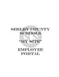 SHELBY COUNTY SCHOOLS “MY SiTE” EMPLOYEE PORTAL