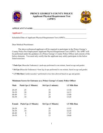 Applicant Physical Requirement Test (APRT) - Prince George's ...