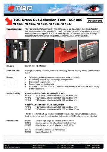 TQC Cross Cut Adhesion Test - CC1000 - Thermimport Quality Control