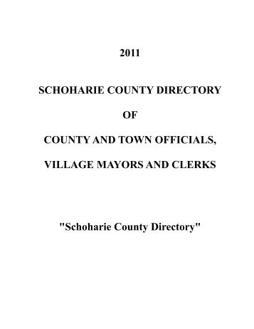 2011 SCHOHARIE COUNTY DIRECTORY OF COUNTYAND TOWN ...