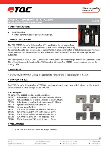 cross cut adhesion test kit cc2000 - Thermimport Quality Control