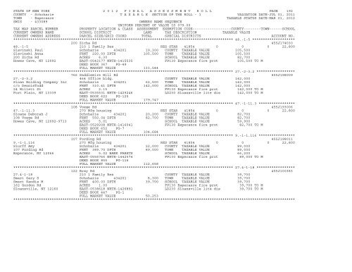 Town Assessment Roll - Schoharie County