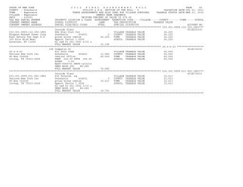 Town Assessment Roll - Schoharie County