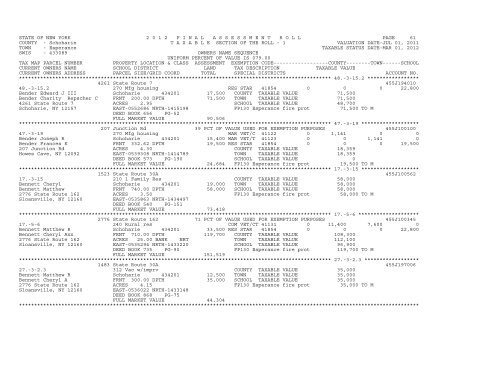 Town Assessment Roll - Schoharie County