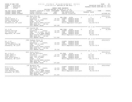 Town Assessment Roll - Schoharie County