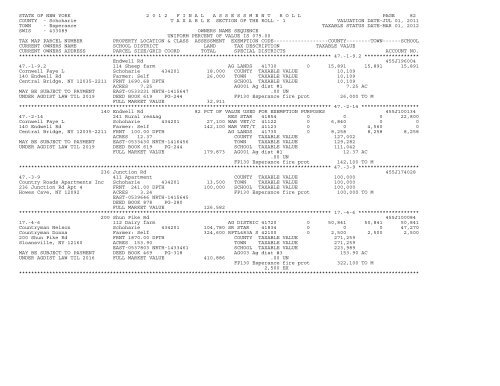 Town Assessment Roll - Schoharie County