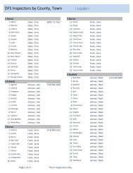 DFS Inspectors by County, Town