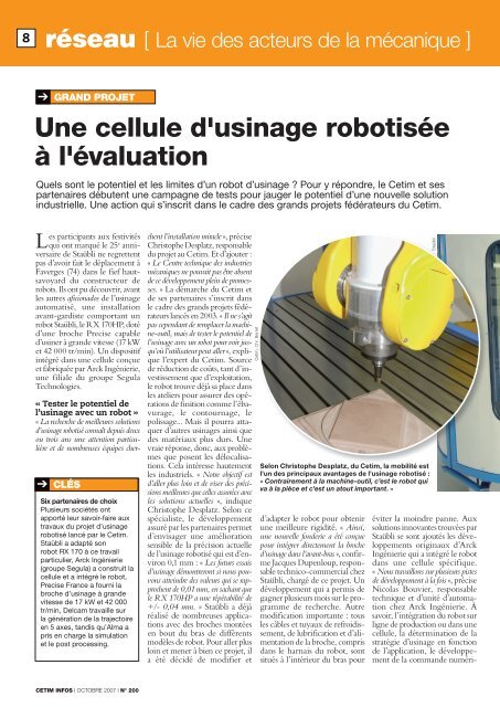 Cellule robotisée CI 200 - Cetim