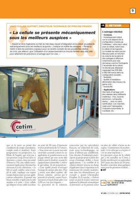 Cellule robotisée CI 200 - Cetim