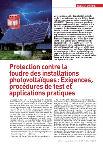 Protection contre la foudre des installations photovoltaïques - Fedelec