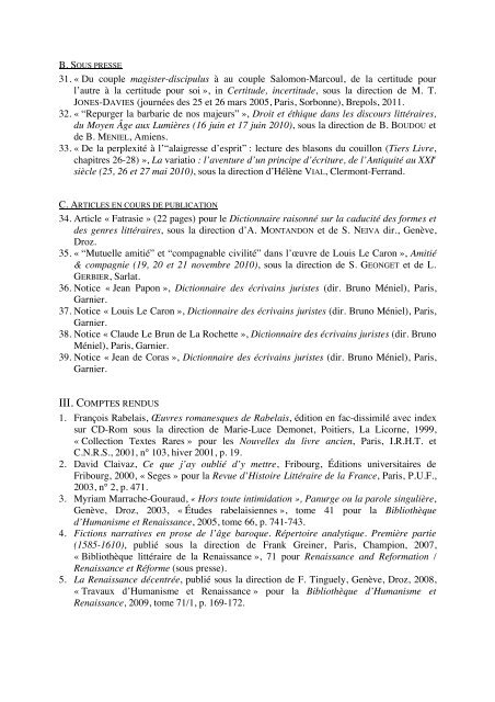 Curriculum Vitae - UMR 6576 - CESR