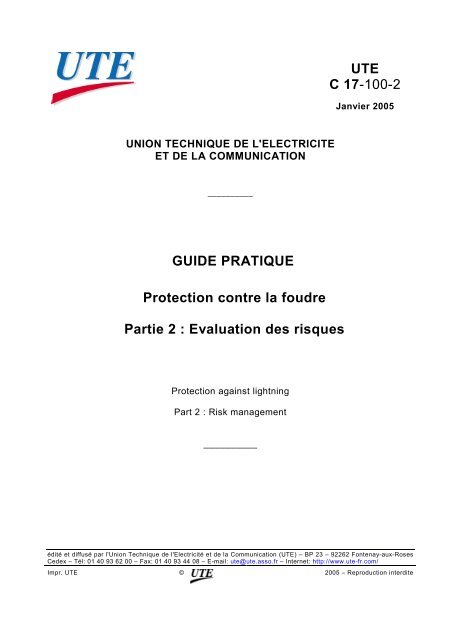 UTE C 17-100-2 GUIDE PRATIQUE Protection ... - Boutique de l'UTE