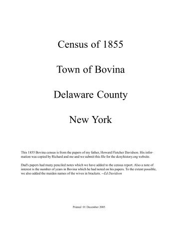 Town of Bovina - the Delaware County, NY Genealogy and History ...