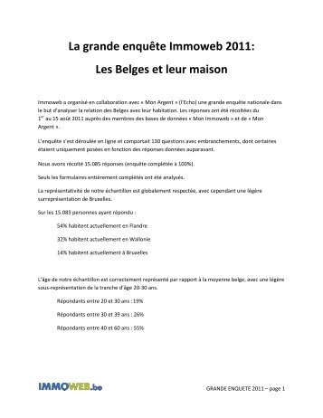 La grande enquête Immoweb 2011: Les Belges et leur maison