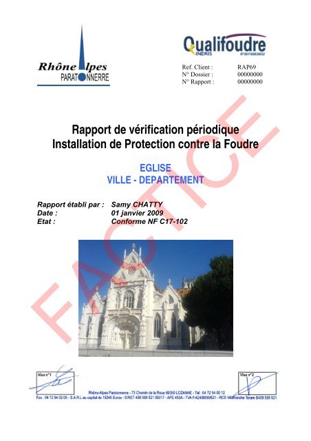 Rapport de vérification périodique Installation de Protection contre ...