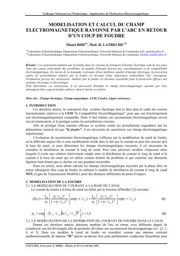 modelisation et calcul du champ electromagnetique rayonne