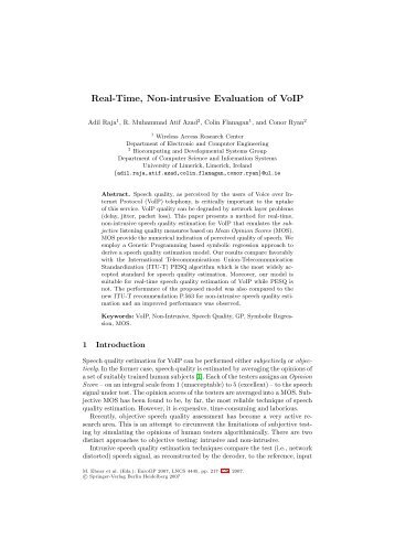 Real-Time, Non-intrusive Evaluation of VoIP - Genetic-Programming ...