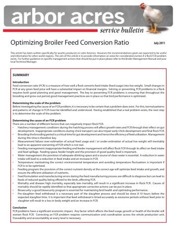 Optimizing Broiler Feed Conversion Ratio - Aviagen