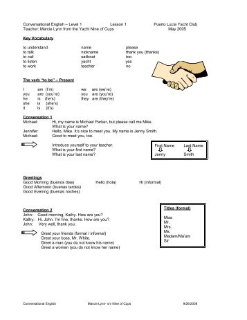 Conversational English – Level 1 - Nine of Cups