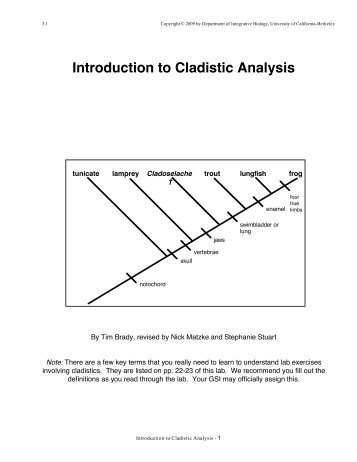 Introduction to Cladistic Analysis - Integrative Biology - University of ...