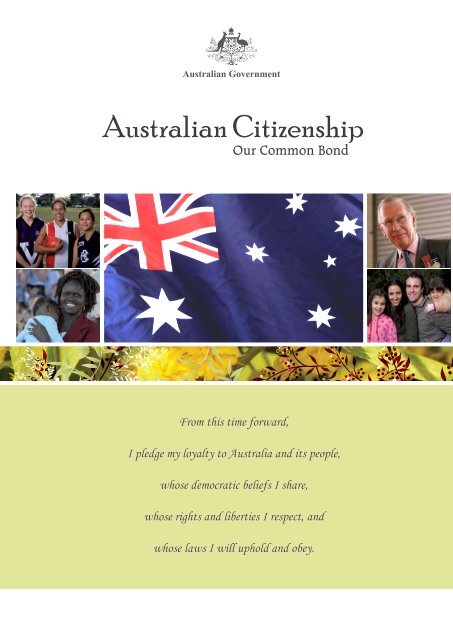 dessert overliggende Tag telefonen Australian Citizenship : Our Common Bond