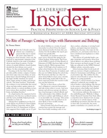 No Rite of Passage: Coming to Grips with Harassment and Bullying ...