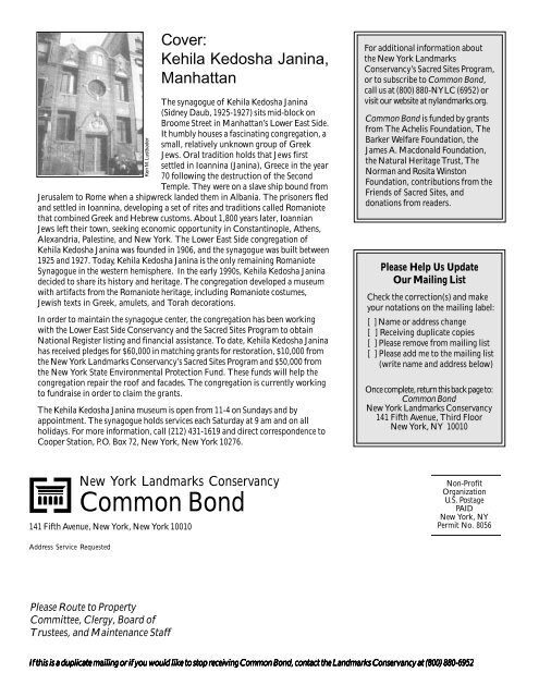 Download Common Bond - The New York Landmarks Conservancy